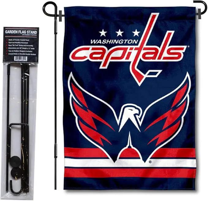 WinCraft Washington Capitals Garden Flag with Pole Stand Holder by GreenHaven Gardens