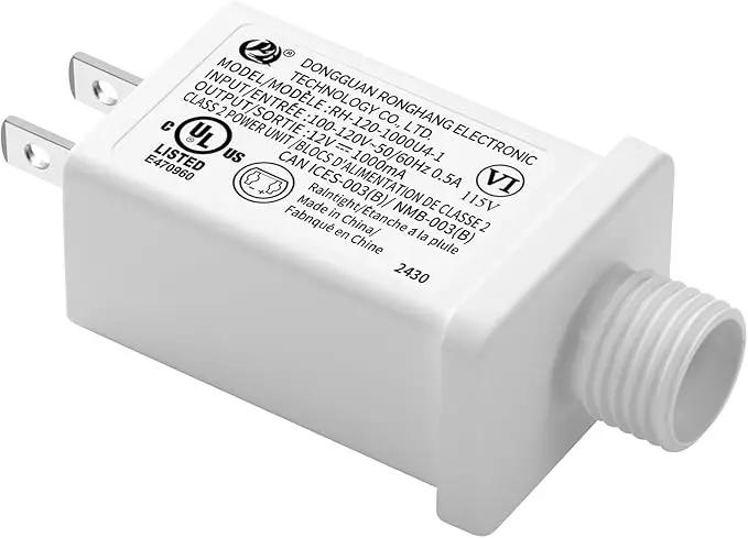 Replacement Yard Inflatable Adapter Power Supply Adaptor - 12V 1.0A 1Pcs - Inflatable Plug Replacement Class 2 Power Supply - White - for Christmas Tree Light/Thanksgiving Yard Blow Up Decorations by GreenHaven Gardens