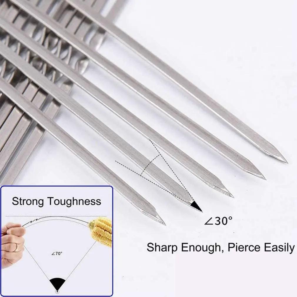 18PCS Kabob Skewers Flat Metal BBQ Barbecue Skewer 14" Long Stainless Steel Shish Kebob Sticks Wide Reusable Grilling Skewers Set for Meat Shrimp Chicken Vegetable, 18 Pack by GreenHaven Gardens