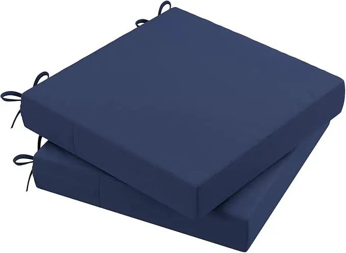 AAAAAcessories Outdoor Seat Cushions for Chairs, Waterproof, Fade-Resistant Patio Furniture Replacement Cushions, 20" x 20" x 3", Set of 2, Navy Blue by GreenHaven Gardens