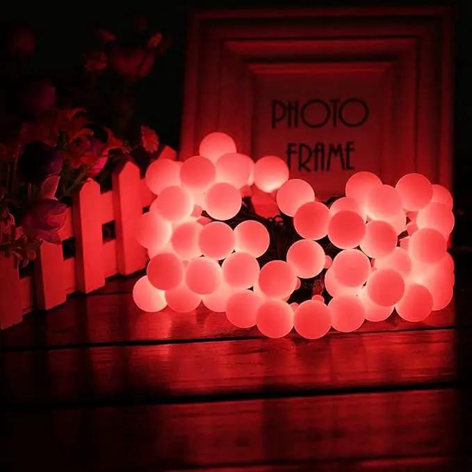 Globe Ball Fairy Lights, 50 LEDs 23ft/7M Solar Led Globe String Lights Waterproof with Two Lighting Modes for Garden Outdoor Party Christmas Decoration (Red) by GreenHaven Gardens