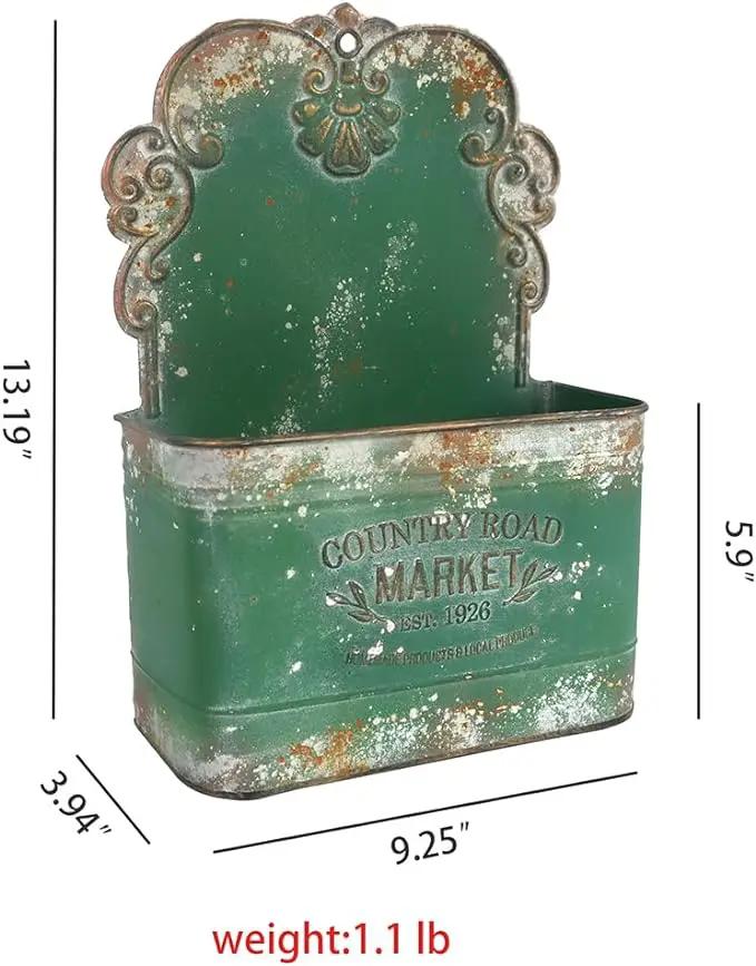 All Chic Metal Wall Planter Outdoor Wall Planter Wall Hanging Planter Rustic Wall Mount Planter Outdoor Wall Planter for Farmhouse Garden Decor (Green) by GreenHaven Gardens