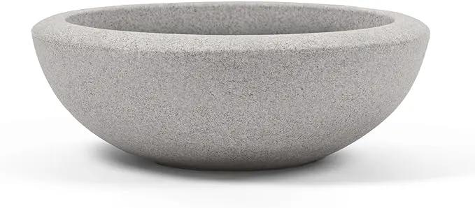 ARBORA 26" Santorini Bowl Polyresin Indoor and Outdoor Planter with Stone Blend Concrete Gray Finish - Durable, Weatherproof, Lightweight, Large Plant Pot for Patio, Garden, Deck, Entryway by GreenHaven Gardens