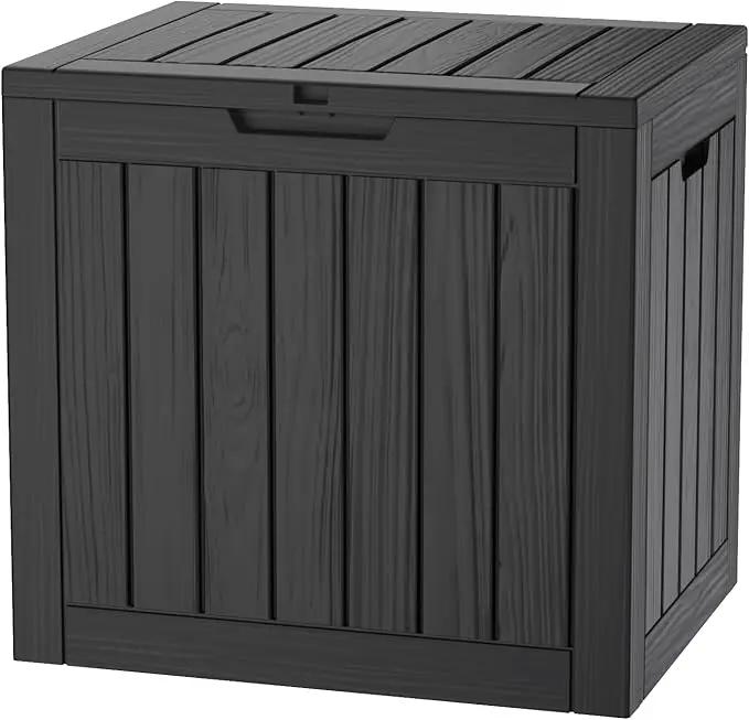 35 Gallon Lockable Resin Deck Box, Waterproof & UV-Resistant Outdoor Storage Box for Outdoor Cushion Storage, Garden Tools & Pool Accessories Storage, Black by GreenHaven Gardens