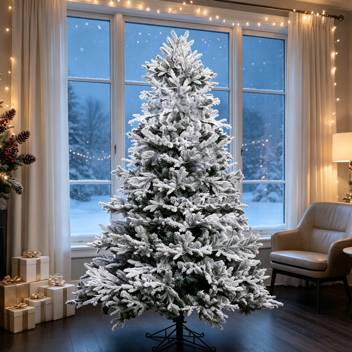 7 Ft Snow-Flocked PE/PVC Hybrid Christmas Tree by HouseOfZazla
