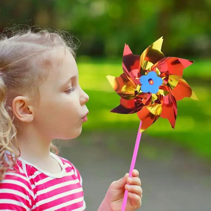 100pcs Plastic Rainbow Pinwheel,Windmill Party Pinwheels DIY Pinwheels Set for Kids Toy Garden Lawn Party Decor (100) by GreenHaven Gardens