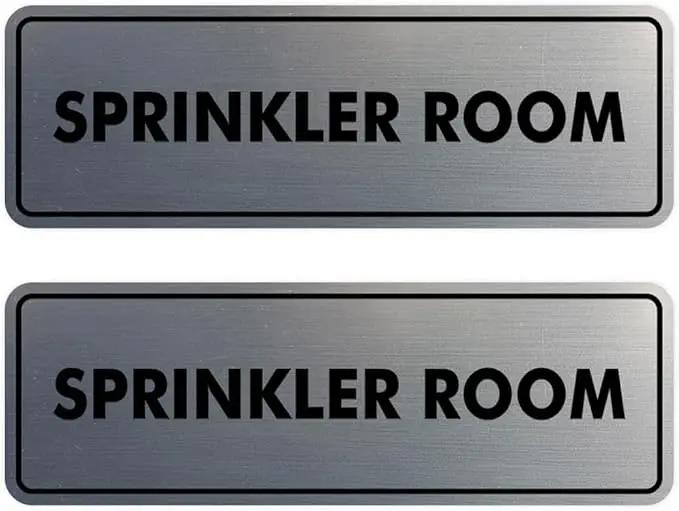 Signs ByLITA Standard Sprinkler Room Sign (Brushed Silver) - Small 2 Pack by GreenHaven Gardens