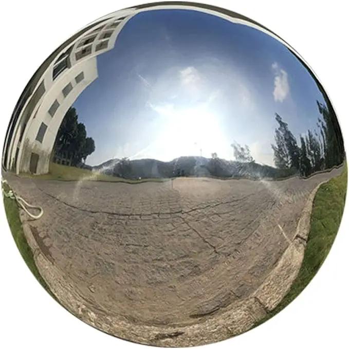 35cm/14inch Diameter Gazing Globe Mirror Ball,Thickness 0.5mm Silver Stainless Steel Polished Reflective Smooth Garden Sphere,Colorful and Shiny Addition to Any Garden or Home by GreenHaven Gardens