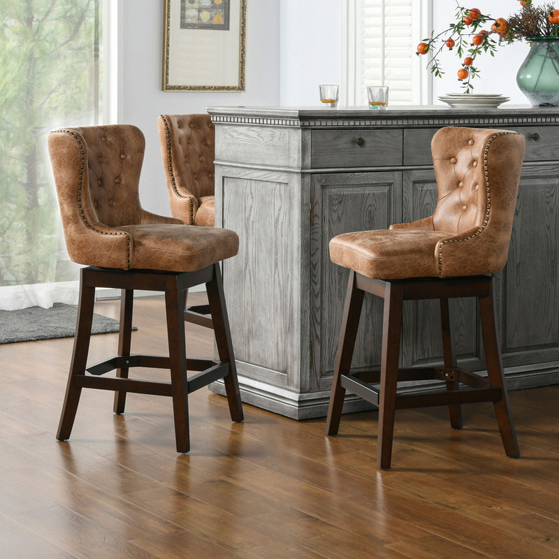 Holmes - Tufted High Back 360 Swivel Counter Height Barstool by HouseOfZazla