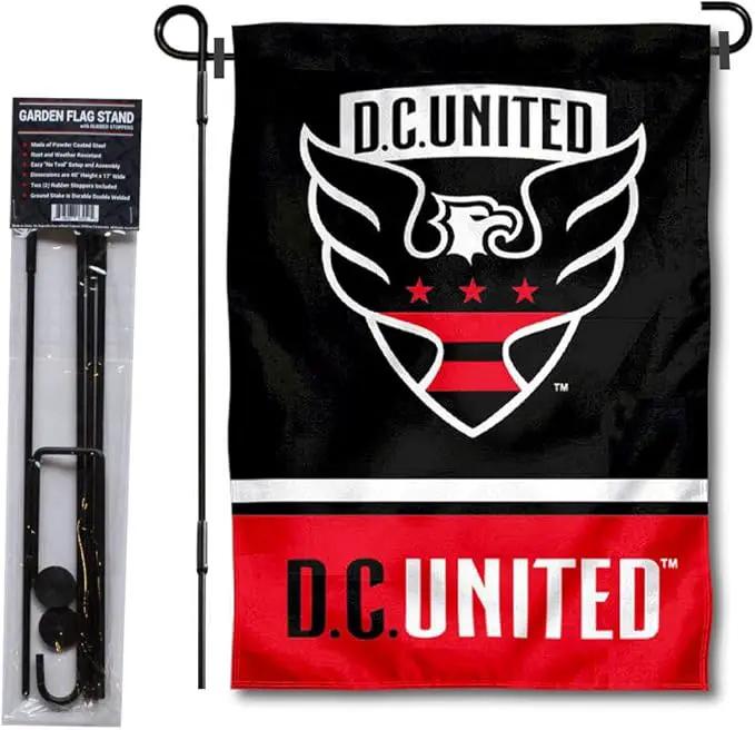 WinCraft Washington DC United Garden Flag with Stand Pole Holder by GreenHaven Gardens