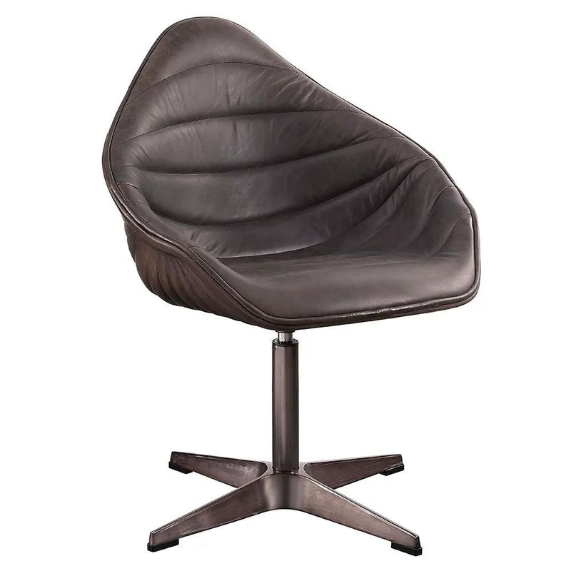 Pipino - Accent Chair With Swivel - Antique Ebony Top Grain Leather by Unique Piece Furniture