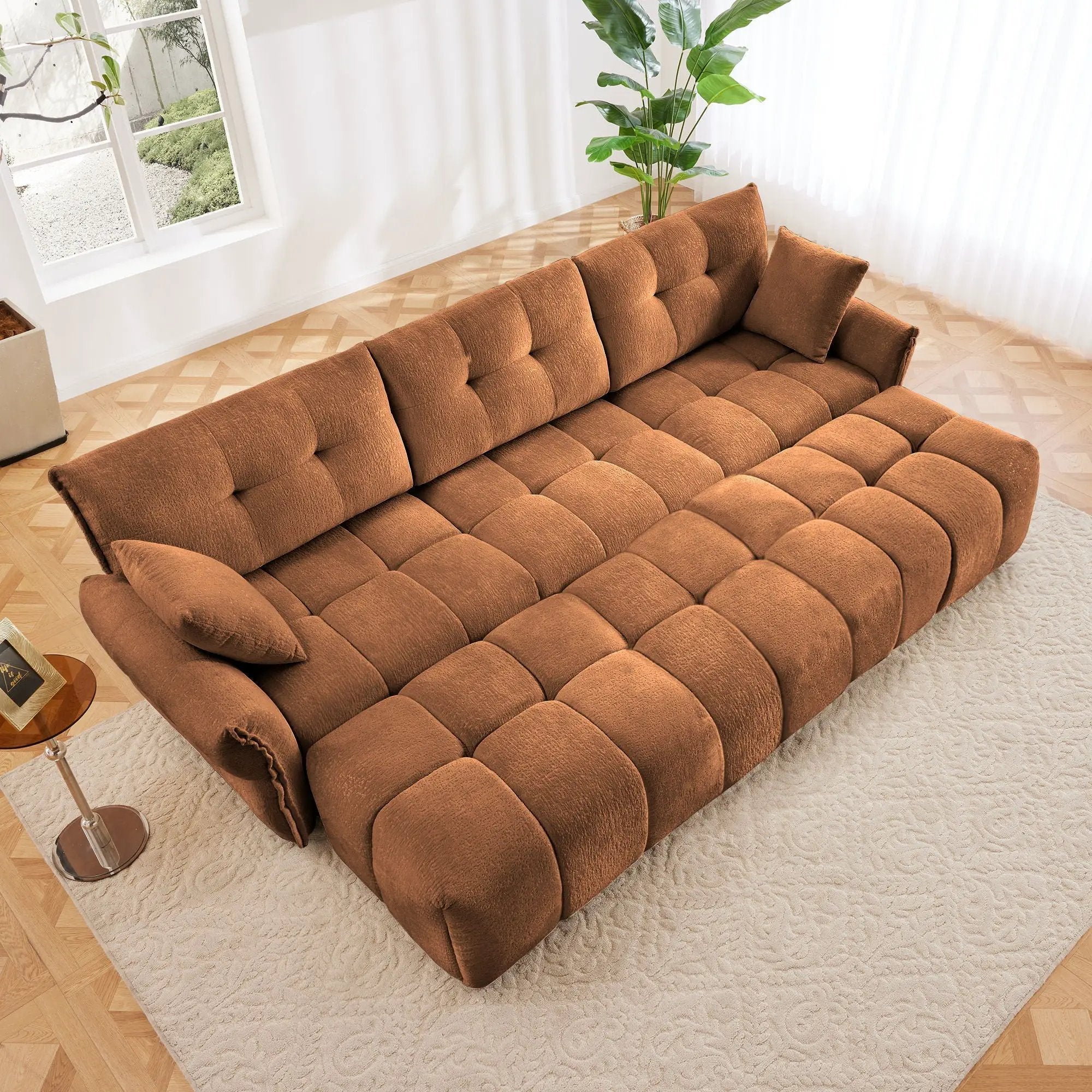 Sofa Set With Ottoman And Pillows, Textured, High Resilience Cushions by Unique Piece Furniture