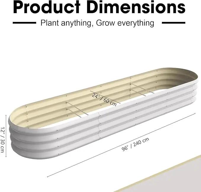 8x2x1ft Oval Galvanized Raised Garden Bed Outdoor 9-in-1 Large Metal Modular Planter Box Raised Beds for Gardening,Vegetables,Fruits,Flowers & Herbs (White) by GreenHaven Gardens