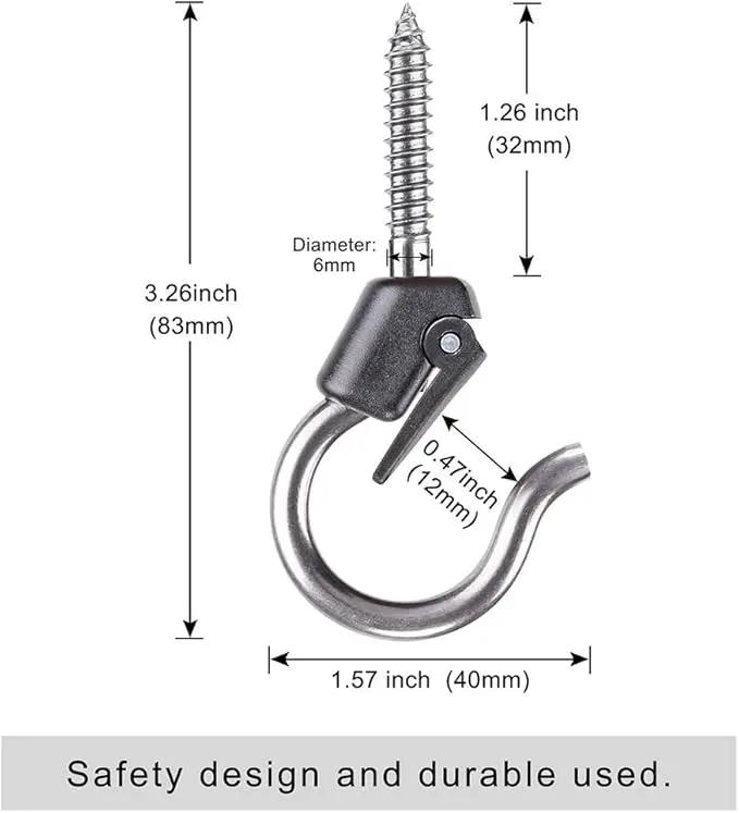 BeneLabel Wall Mount Ceiling Hooks with Safety Buckle - Plant Hanger Hooks - Outdoor Hanging Brackets for Hanging Plants, Lights, Wind Chimes & More - Rust Proof and Wind Proof by GreenHaven Gardens