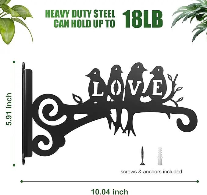 2-Pack Aesthetic Plant Hanger Indoor and Outdoor – 10 Inch Metal Hanging Plant Bracket with Beautiful Bird Pattern – Anti Rust Plant Hooks for Hanging Plants, Bird Feeder, Wind Chime, Lantern by GreenHaven Gardens