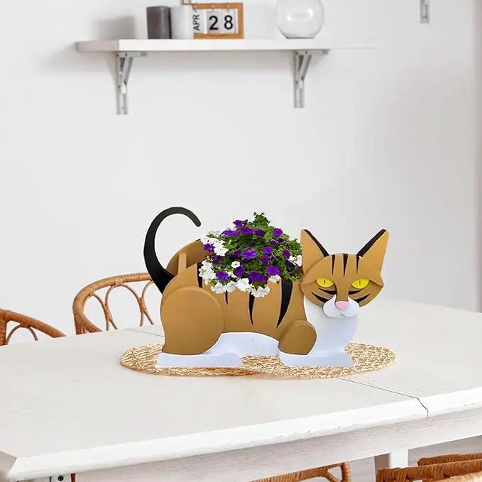 Orange and White Cat Planter Plant Pots,Cute Garden Dog Flower Planter,Dog Planters Birthday Gifts for Women,Office,Indoor/Outdoor Decor(12.5 * 5.6 * 7.8in) by GreenHaven Gardens