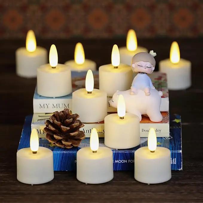 12 PCS 3D Wick Rechargeable Flameless Tealight Candles with Remote and Timer, Battery Operated Flickering LED Tea Lights, Durable & Lovely Fake Tea Candles, Ideal for Pumpkin/Bar/Party Decor by GreenHaven Gardens