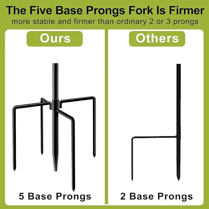 Double Shepherds Hook for Outdoor,78 Inch Bird Feeder Pole with 5 Prongs Base,Adjustable Heavy Duty Garden Hanging Holder for Hanging Plant,Solar Light,Weddings Decor,Hummingbird Feeder（1 Pack） by GreenHaven Gardens