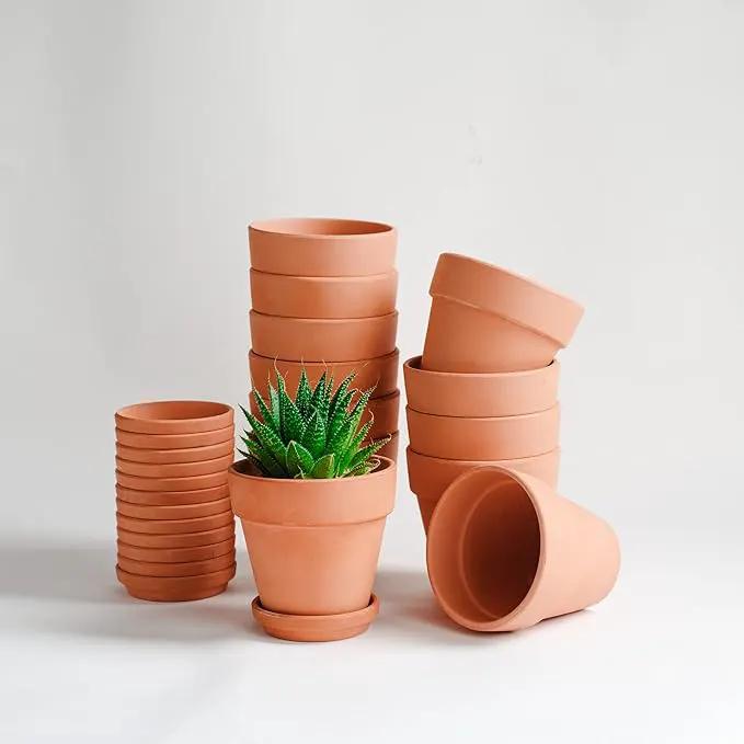 Terracotta Pots 4 inch, Pack of 12 Clay Pots for Plants, Small Terracotta Pots with Drainage Holes and Saucers, Mini Nursery Plant Pots for Succulents, Cactus, Indoor,Outdoor by GreenHaven Gardens
