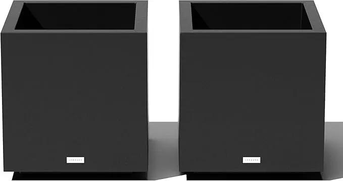 Veradek Block Series Cube Plastic Planter - Large Square Planter for Indoor or Outdoor Patio/Garden | Durable All-Weather Use with Drainage Holes | Modern Décor for Tall Plants, Trees, Flowers by GreenHaven Gardens