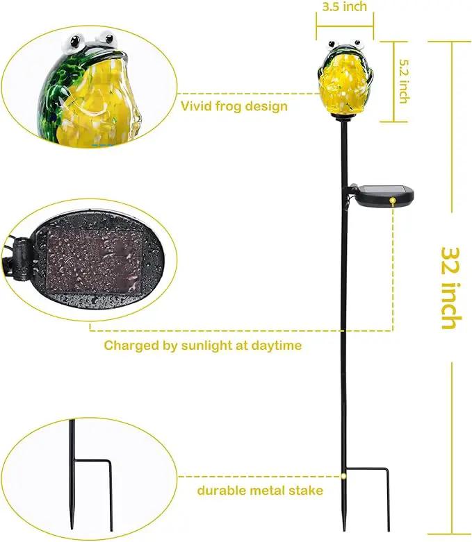 Afirst Solar Frog Garden Stake Lights Hand Blown Glass Decorative Garden Pathway Lights Outdoor Waterproof Animal Glass Stakes by GreenHaven Gardens
