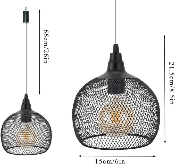 JHY DESIGN Hanging Lamp Black Battery Powered Decorative Pendant Lamp Metal Cage Battery Lamp with 6 Hours Timer for Bar Bedroom Garden Parties Patio Indoor Outdoor Living Room(Round) by GreenHaven Gardens