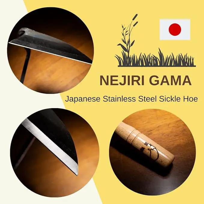 Japanese Sickle (Nejirigama) Durable Carbon Steel (SK85) Blade, Weeder Scraper Hoe, Hand Held Garden Tool, Blade Length 4.72inch by GreenHaven Gardens