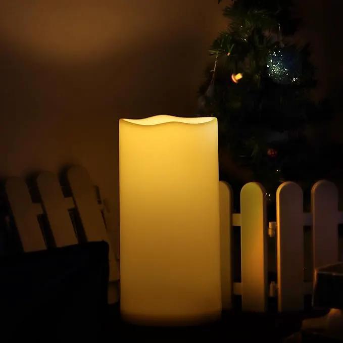 CANDLE CHOICE Extra Large Waterproof Outdoor Flameless Candle 6”(D) x12”(H) Big Tall Battery Operated Pillar with 6-Hour Auto Timer Ivory Plastic Realistic Flickering LED Light for Garden Decorations by GreenHaven Gardens