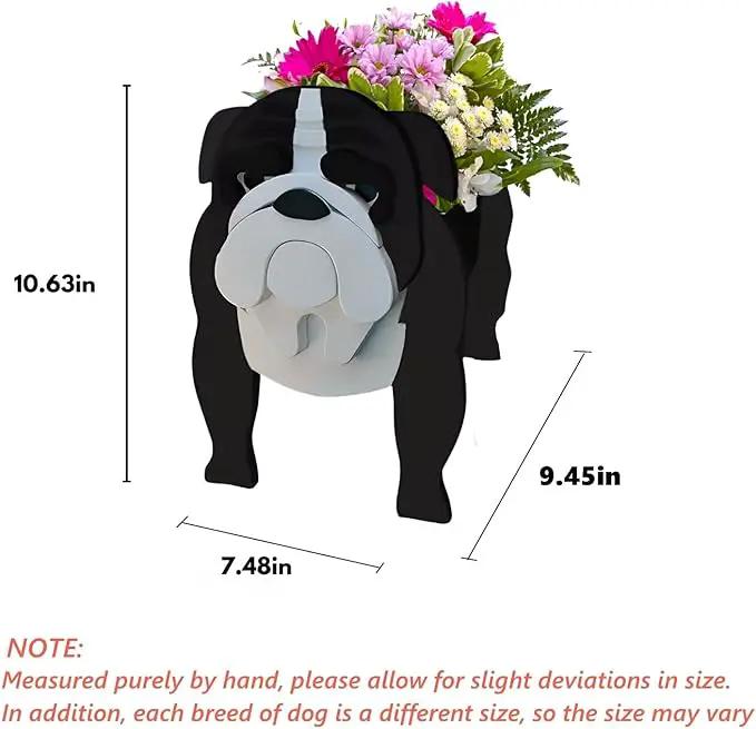 Black English Bulldog Dog Planter Plant Pots,Cute Garden Dog Flower Planter,Dog Planters Birthday Gifts for Women,Office,Indoor/Outdoor Decor（9.45 * 7.48 * 10.63in） by GreenHaven Gardens