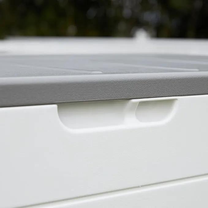 100 Gallon Outdoor Storage Box Waterproof Lockable Resin Deck Box Large, Patio Storage Bin for Pool Accessories Cushion Furniture, Garden Tools, UV-Resistant Outside Delivery Black&White by GreenHaven Gardens