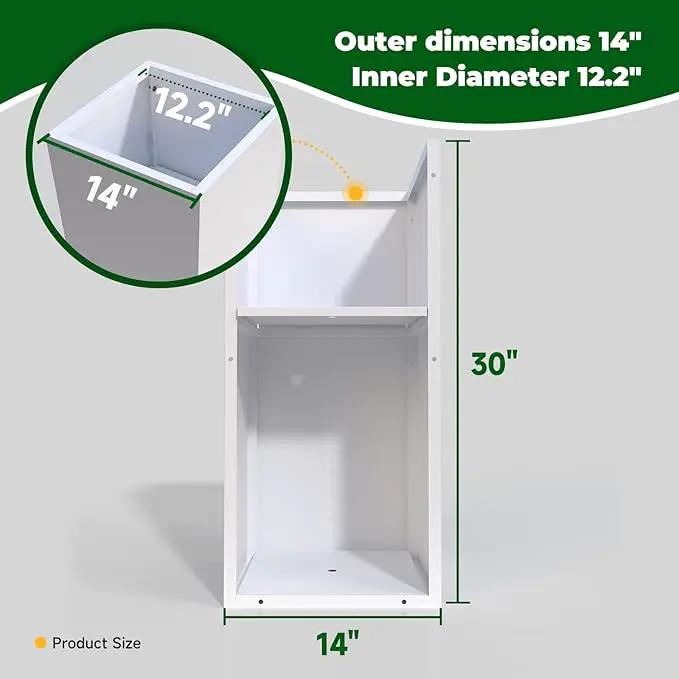 White Steel Metallic Heavy Planter for Outdoor Plants Box 14"x14"x30" Metal Planter Spliced Flower Pots with Partitions for Outside,Indoor,Garden (White, 14 * 14 * 30) by GreenHaven Gardens