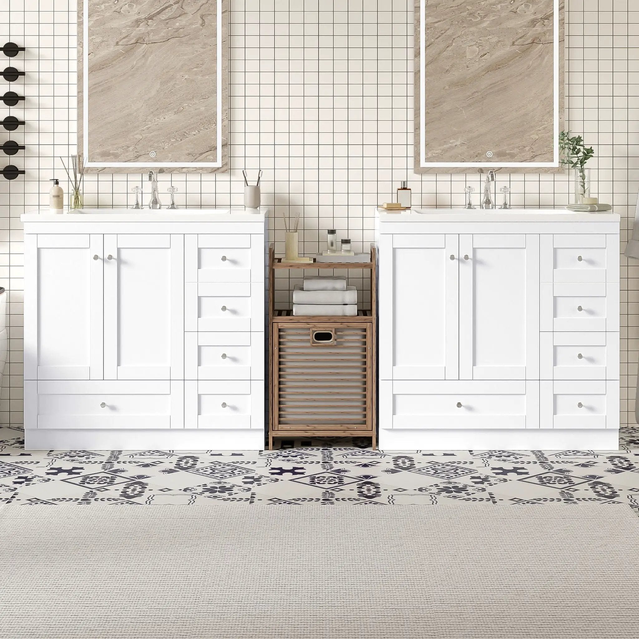 Shaker Free Standing Bathroom Vanity Cabinet & Sink, Soft Close Drawers, Soft Close Doors