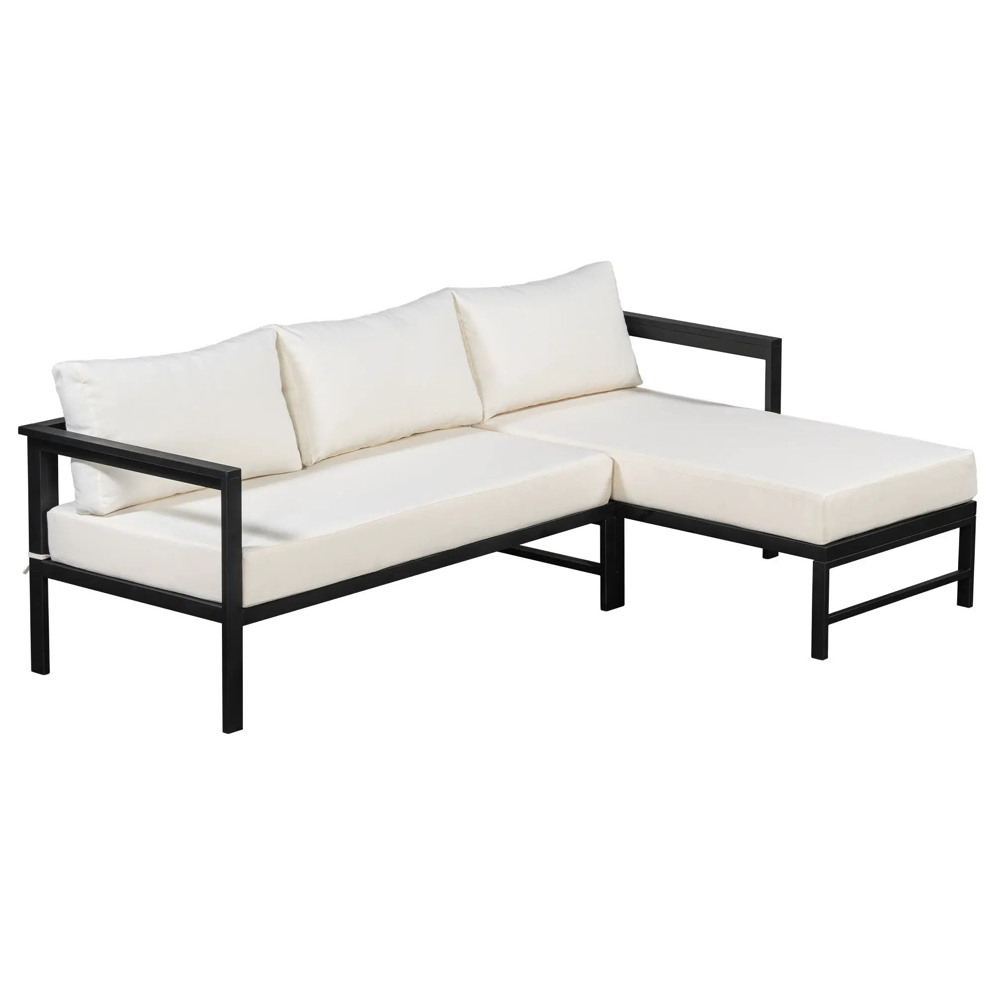 U_style Outdoor L-Shaped Sofa with Iron Frame and Ultra-Thick Cushions by HouseOfZazla