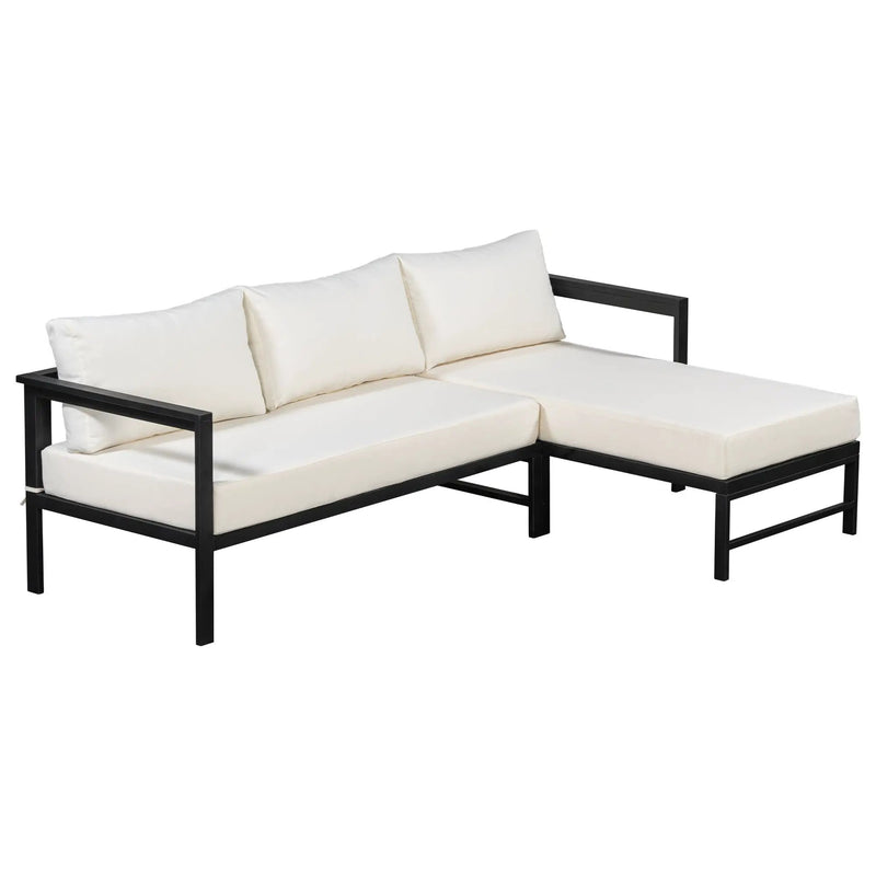 U_style Outdoor L-Shaped Sofa with Iron Frame and Ultra-Thick Cushions by HouseOfZazla