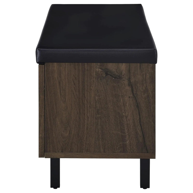 Brixton 2-door Padded Entryway Shoe Storage Bench Smoked Oak by Unique Piece Furniture