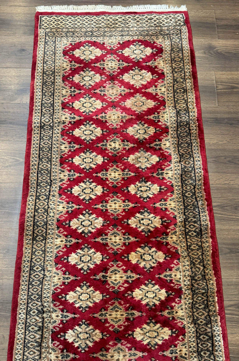 Pakistani Runner Rug 2.8 x 7.6, Red Turkoman Bokhara Runner by Jewel Rugs