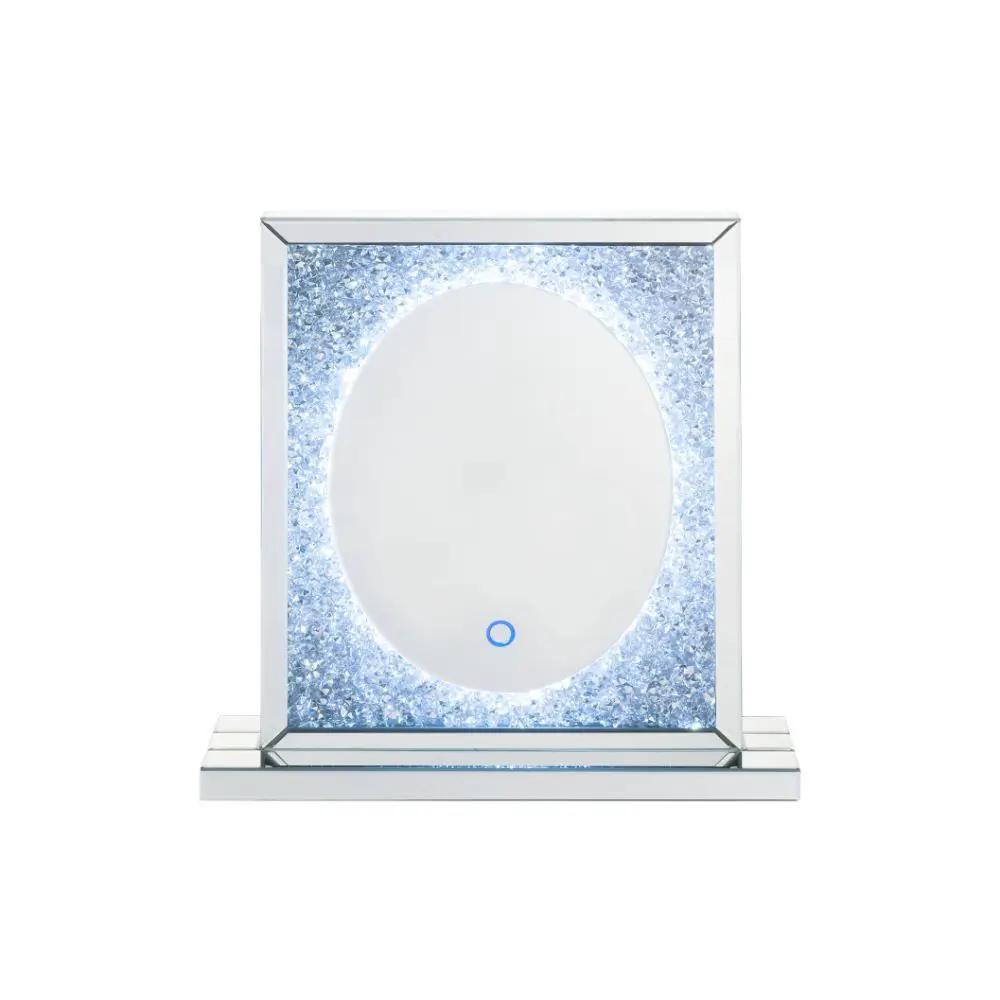 Noralie - 23" Accent Mirror With LED - Mirrored & Faux Diamonds by Unique Piece Furniture