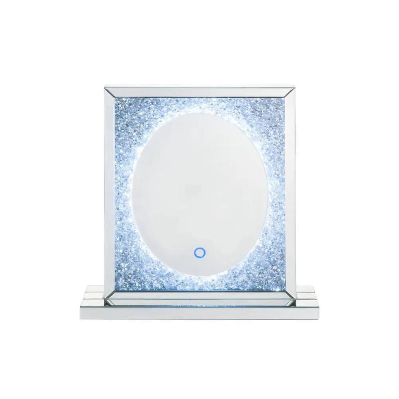 Noralie - 23" Accent Mirror With LED - Mirrored & Faux Diamonds by Unique Piece Furniture