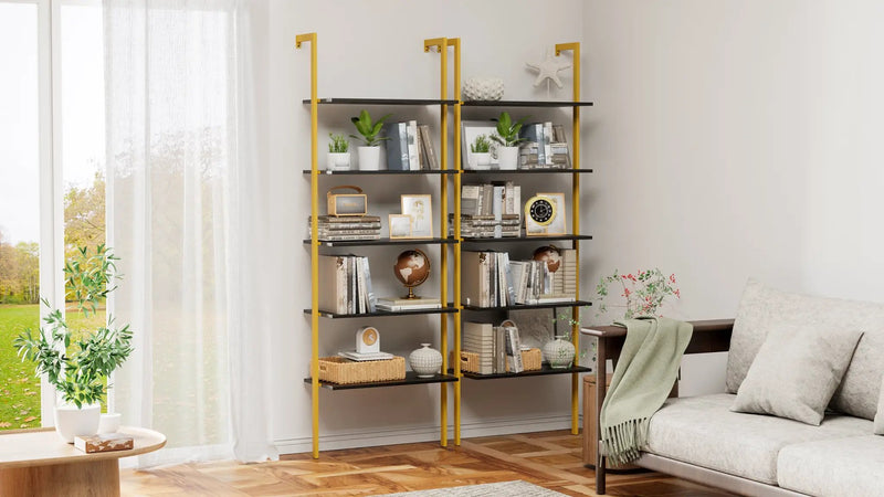 5-Tier Bookshelf Solid Wood Ladder Shelf by HouseOfZazla
