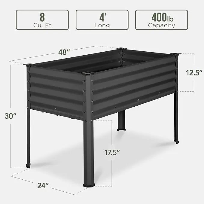 Best Choice Products 48x24x30in Galvanized Raised Garden Bed, Metal Elevated Planter Box, Vegetable Garden for Backyard, Patio, Balcony - Charcoal by GreenHaven Gardens