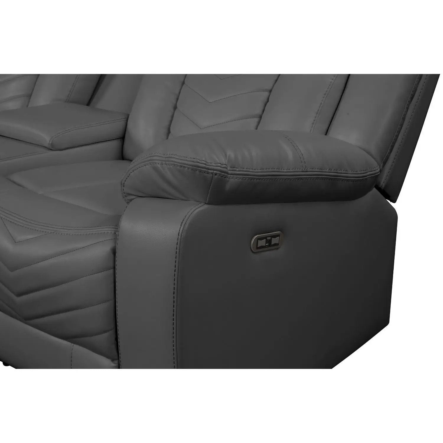 Challenger - Recliner Sectional Sofa, Built In USB, C Ports & Bluetooth by HouseOfZazla