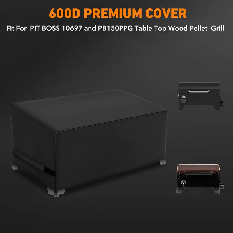Heavy Duty 600D Polyester Cover Compatible with Pit Boss Portable Table Top Pellet Grill 10697 and PB150PPG Grills by GreenHaven Gardens