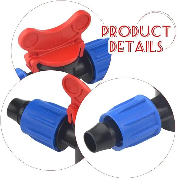 10Pack 1/2 Inch Drip Irrigation Shut-Off Valve Universal Drip Irrigation Tubing Coupling Valve Drip Connector Fitting Compatible with 16 to 17 mm Drip Tape Tubing Sprinkler System (Blue Red) by GreenHaven Gardens