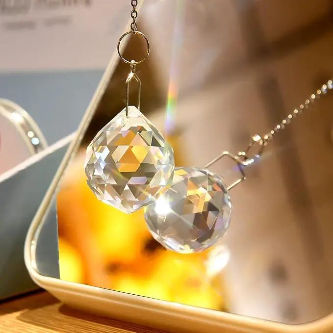 MerryNine 6 Pcs 40mm Clear Crystal Ball Prism Sun Shine Catcher Rainbow Pendants Maker, Hanging Crystals Prisms for Windows, for Feng Shui, for Gift (1.6"/40mm 6Pack) by GreenHaven Gardens