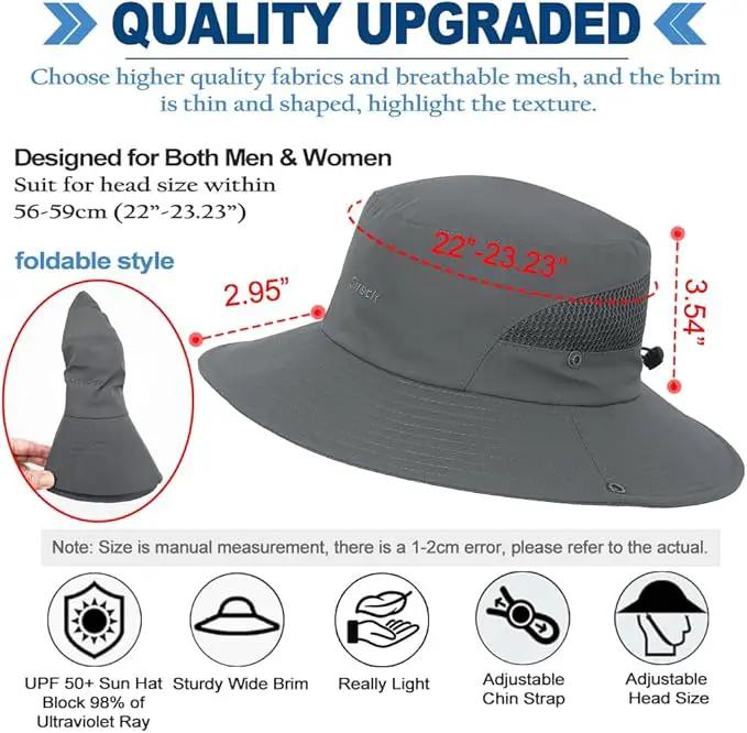 Fishing Hat, UPF50+ Wide Brim Sun Hat for Men Women, UV Protection Hiking Beach Bucket Hats Summer Safari Hat by GreenHaven Gardens