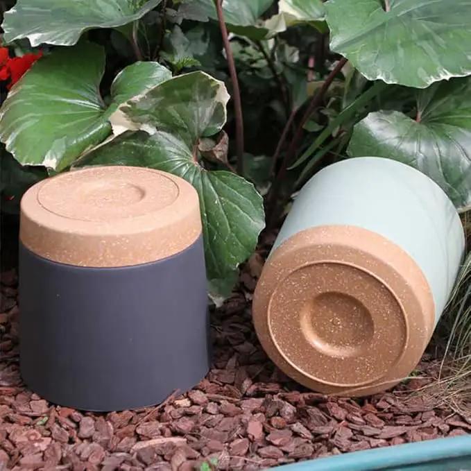 ZMTECH Plant Pots, Set of 3 8'' Self Watering Plastic Planter with Drainage Hole and Saucer, Modern Decorative Flower Pot for Indoor Outdoor House Plants, Succulents, Flowers - Dark Gray/White/Green by GreenHaven Gardens