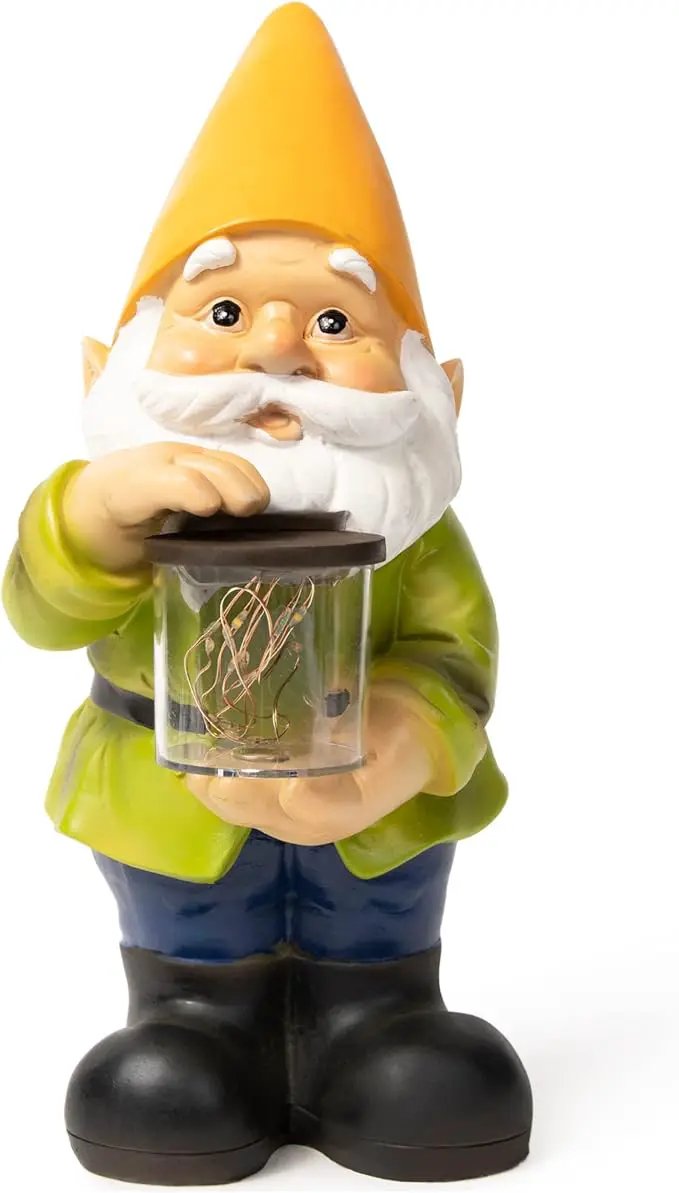 VP Home Jar Garden Gnomes Lawn Gnome with Solar Light Great Addition for Your Garden Solar Powered Knome Gifts for Outside Patio Lawn (Yellow Hat) by GreenHaven Gardens