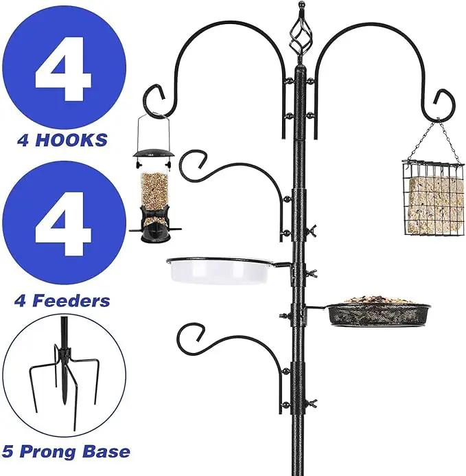 ERYTLLY Bird Feeding Station Kit Bird Feeder Pole Wild Bird Feeder Hanging Kit Planter Hanger Multi Feeder Hanging with Metal Suet Feeder Bird Bath for Attracting Wild Birds by GreenHaven Gardens