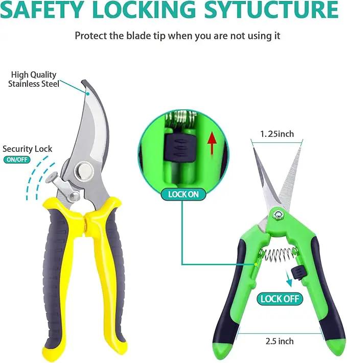 4 Pack Garden Pruning Shears Scissors Set, Stainless Steel Sharp Clippers Flower Shears Florist Scissors with Non-Slip Grip for Plant Tree Trimmers Secateurs by GreenHaven Gardens