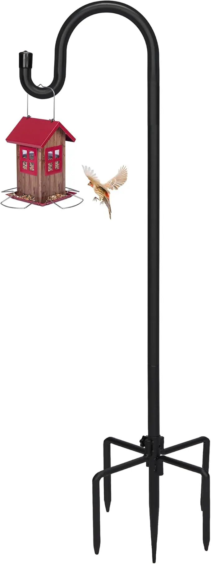 Kingsyard Adjustable Shepherd Hooks for Outdoor - Heavy Duty Bird Feeder Pole with 5 Prong Base, Garden Plant Hanger, Weddings Decor, Solar Light Lanterns, 108 inch by GreenHaven Gardens